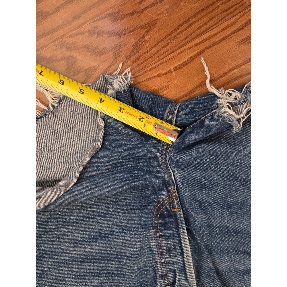 Levis 501 Original High Rise Denim Shorts Medium Wash Cut Off Blue W27 - Picture 6 of 8